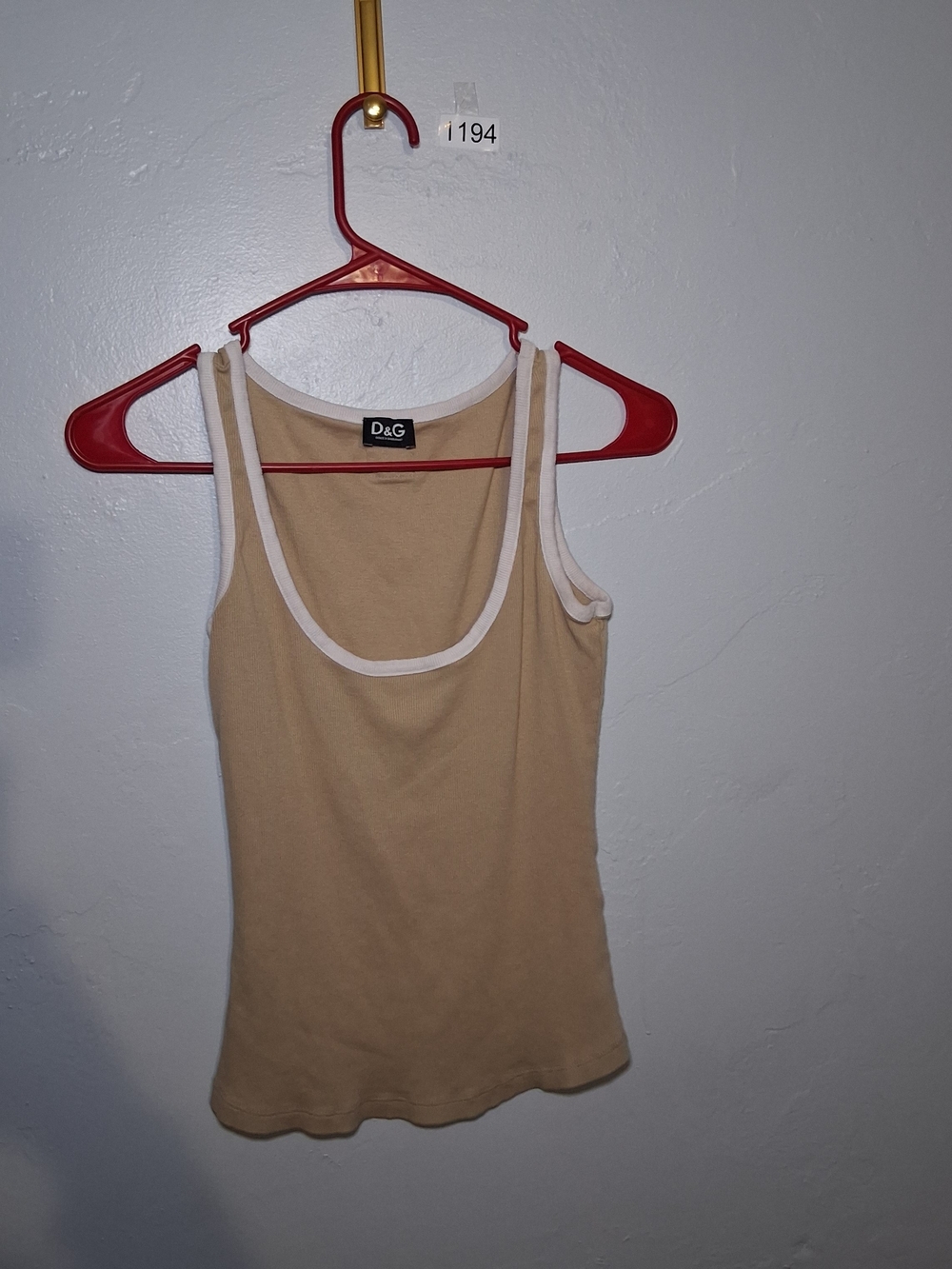 D&G Beige Tank Top with White Trim